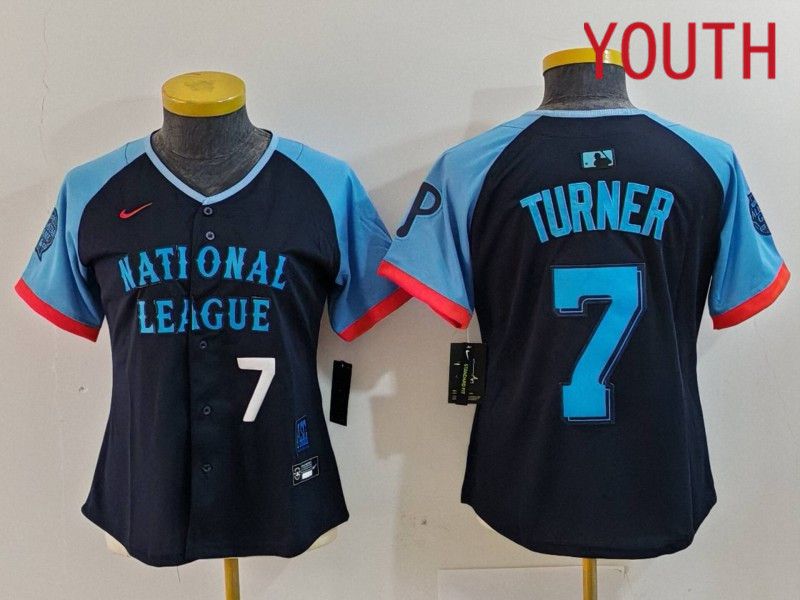 Youth Philadelphia Phillies #7 Turner Blue All star 2024 Nike MLB Jersey style 2->women mlb jersey->Women Jersey